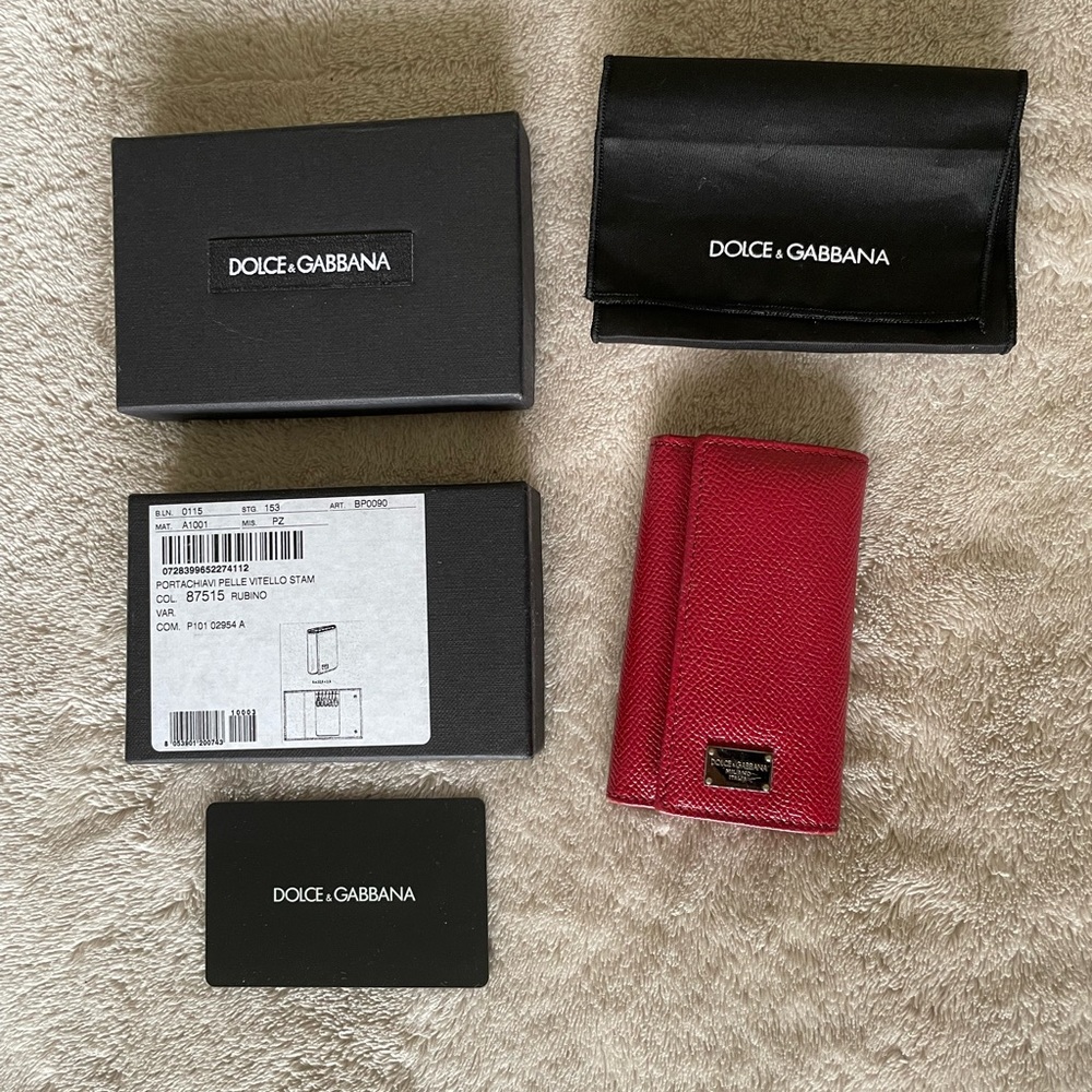 Dolce & Gabbana Red Leather Key Case Wallet